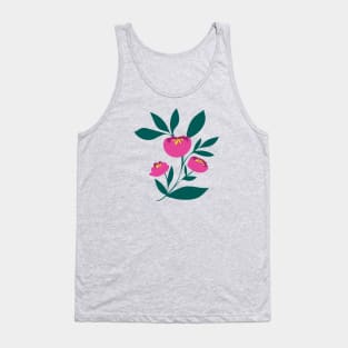 Bold and Bright Hot Pink Peony Tank Top